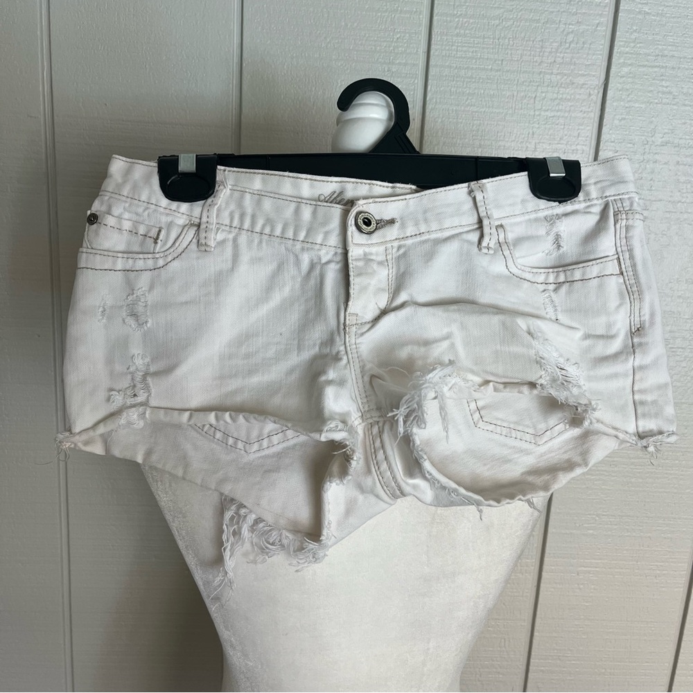 Abercrombie & Fitch White Distressed Shorts